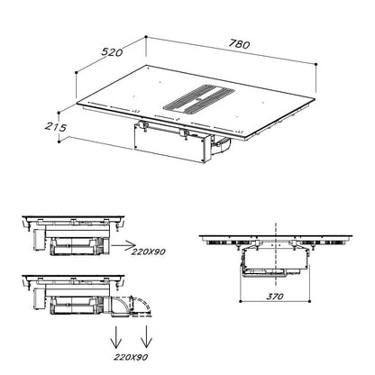 SIRIUS - S-DDH6 AUTOMATIC elszívó indukciós főzőlappal, fekete SENSE lámpával
