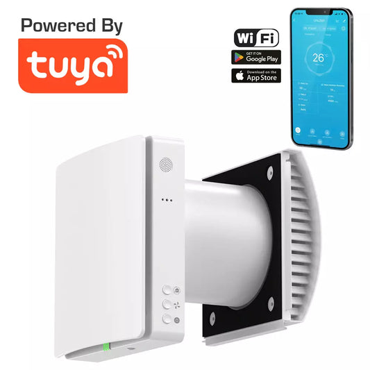 HOLTOP/AIRWOODS - AV-TTW5-W NCIE15CO2 egyhelyiséges hővisszanyerős szellőztető automata zsaluval, WiFi-vel, CO2 érzékelővel, 15 - 25 cm falhoz