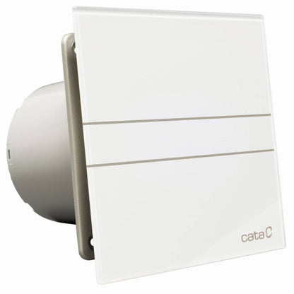 Cata E-100MTH ventilátor metakrilát előlappal, utószellőztető, alapszellőztető és páraérzékelő funkcióval, fehér