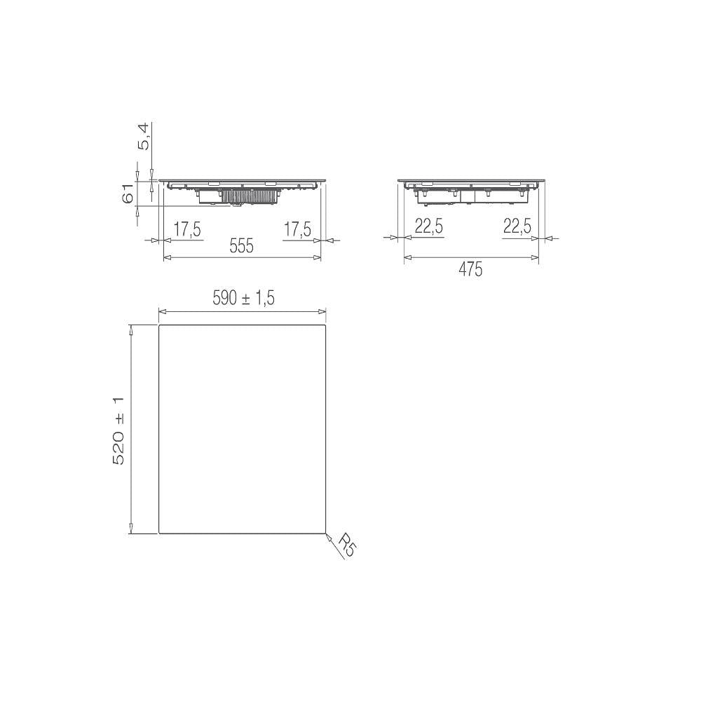 ELICA - Beépíthető indukciós főzőlap PRIMIS 604 BL