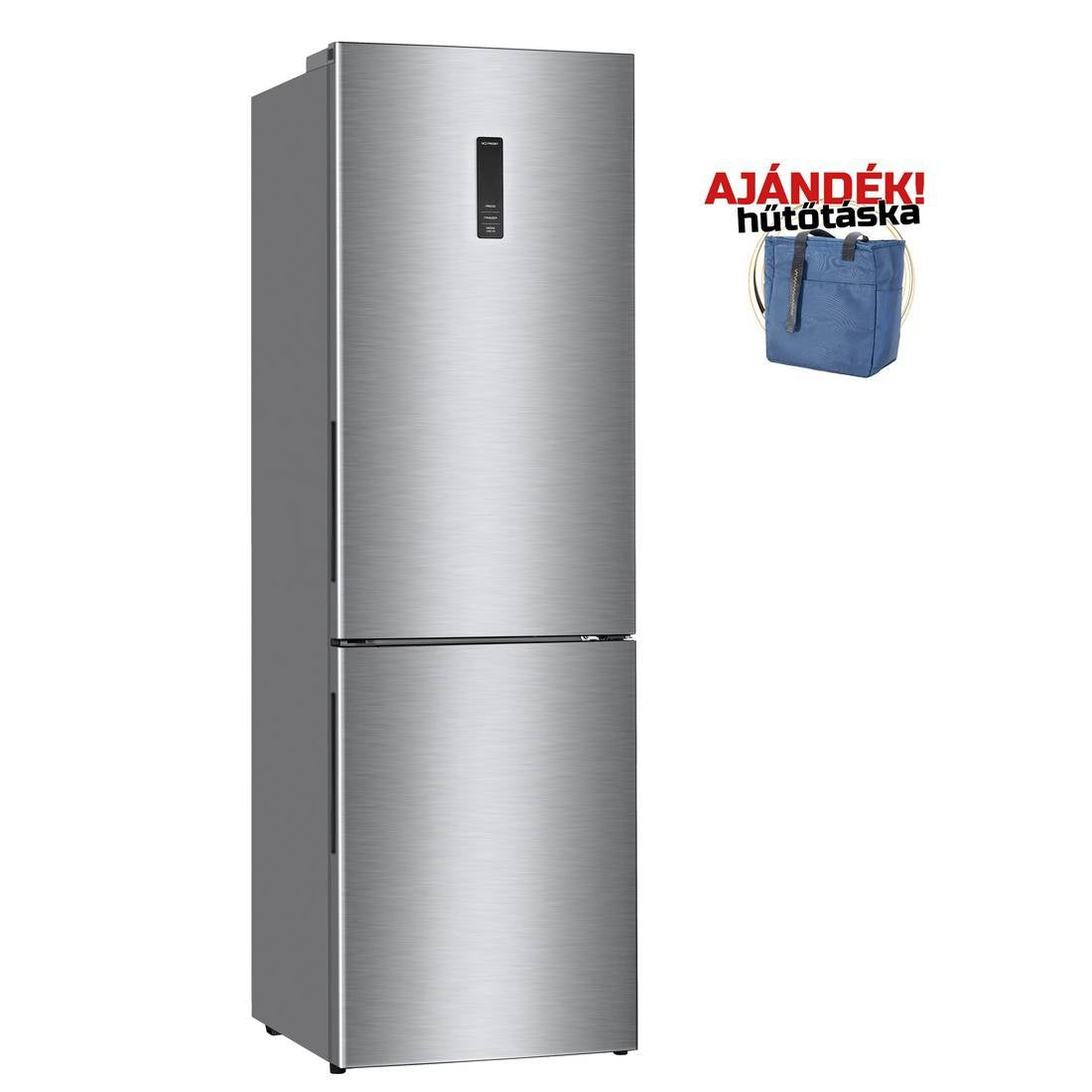 DAVOLINE - Hűtőszekrény kombinált NCRF-390 IX NE NO FROST + Ajándék hűtőtáska