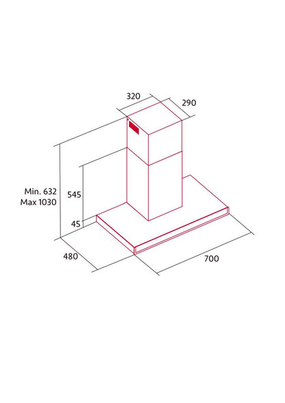 Nodor - Páraelszívó NorBreeze SLIM 70 BK Hob to Hood