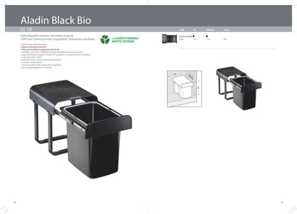 EKOTECH - Beépíthető hulladékgyűjtő ALADIN BLACK BIO - 1 x 16 liter