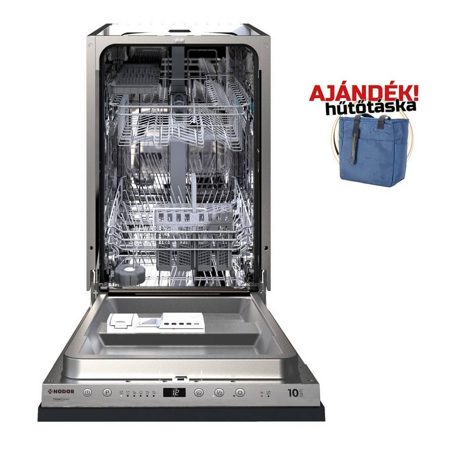 NODOR - Beépíthető mosogatógép NorCare DW-4611 I SL + Ajándék Hűtőtáska