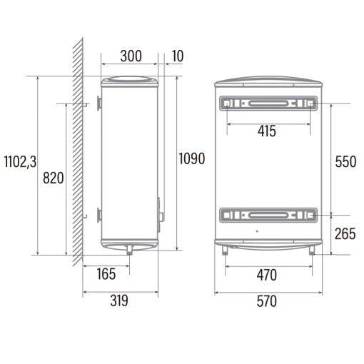 CATA - Elektromos vízmelegítő CTRS-100 REV SLIM, Smart, Fagyvédelem, Elfordítható