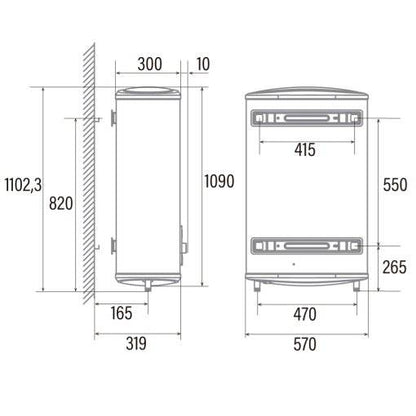 CATA - Elektromos vízmelegítő CTRS-100 REV SLIM, Smart, Fagyvédelem, Elfordítható