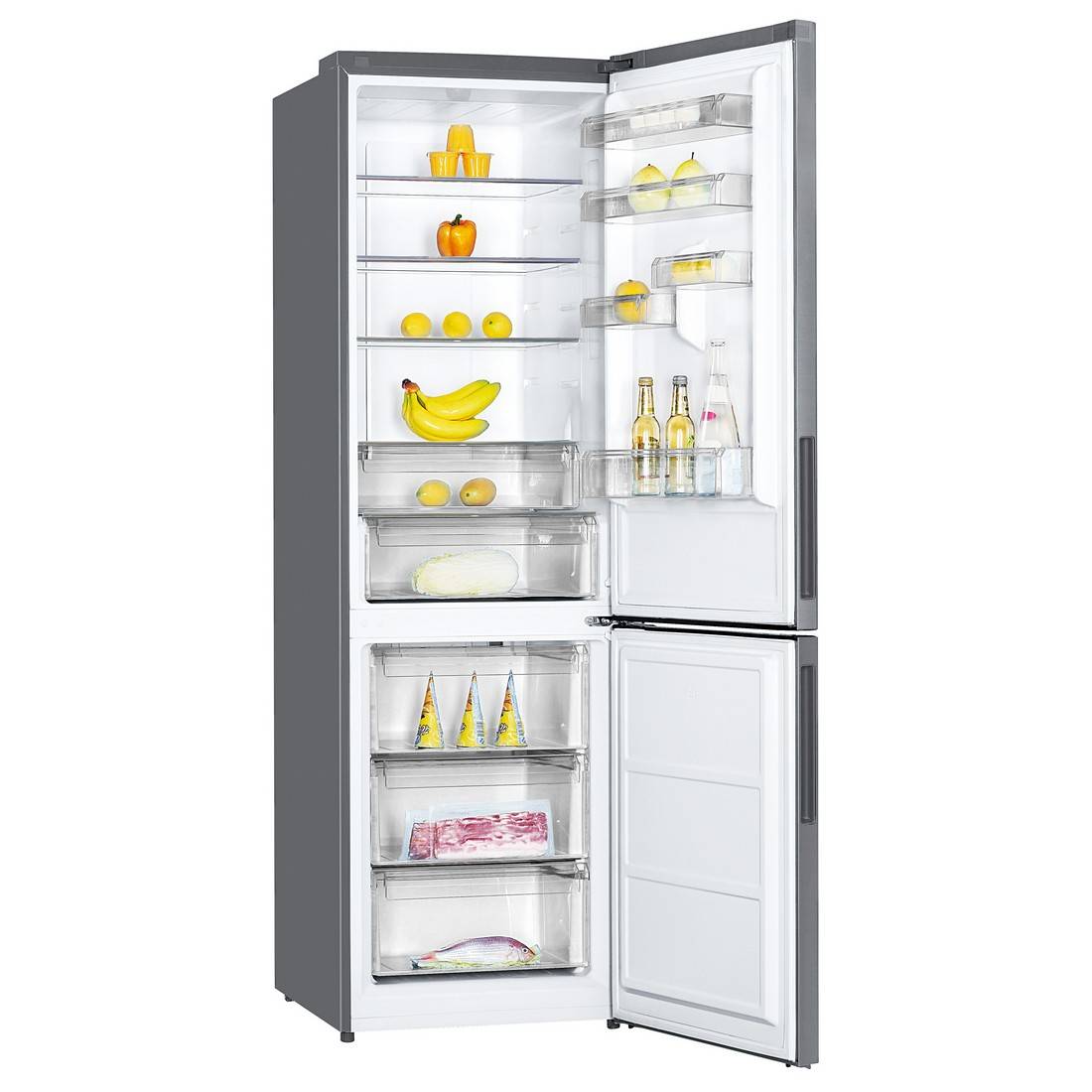 DAVOLINE - Hűtőszekrény kombinált NCRF-390 IX NE NO FROST + Ajándék hűtőtáska