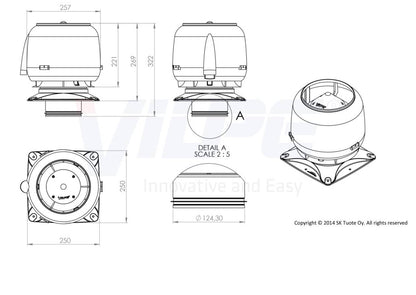 VILPE 125S 250x250-es tetőszellőző, téglavörös - A készlet erejéig rendelhető!