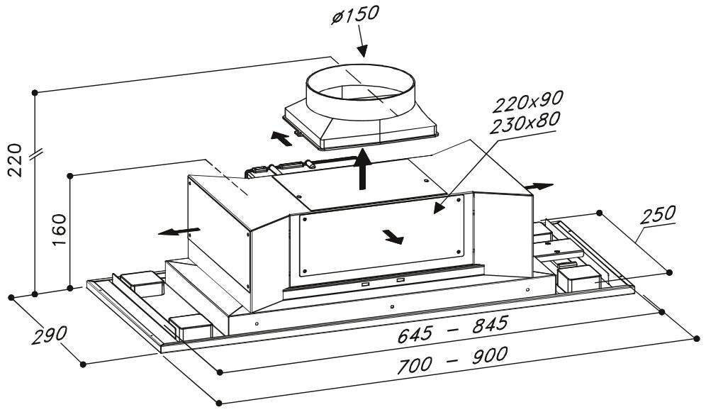 Sirius - Páraelszívó SL-903 P EM 70 cm inox - motor nélkül