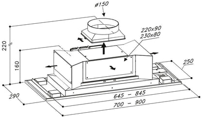 Sirius - Páraelszívó SL-903 P EM 70 cm inox - motor nélkül