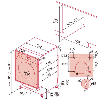 NODOR - Beépíthető mosó-szárító gép NorCare WD-1480 I