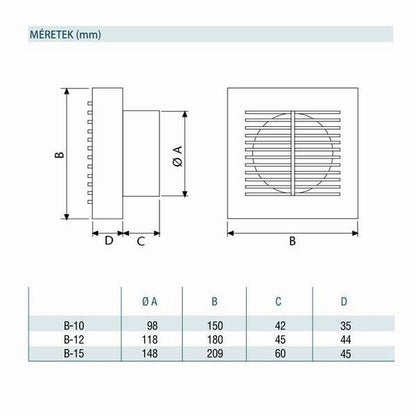 Cata B-10 Timer ventilátor utószellőztető funkcióval