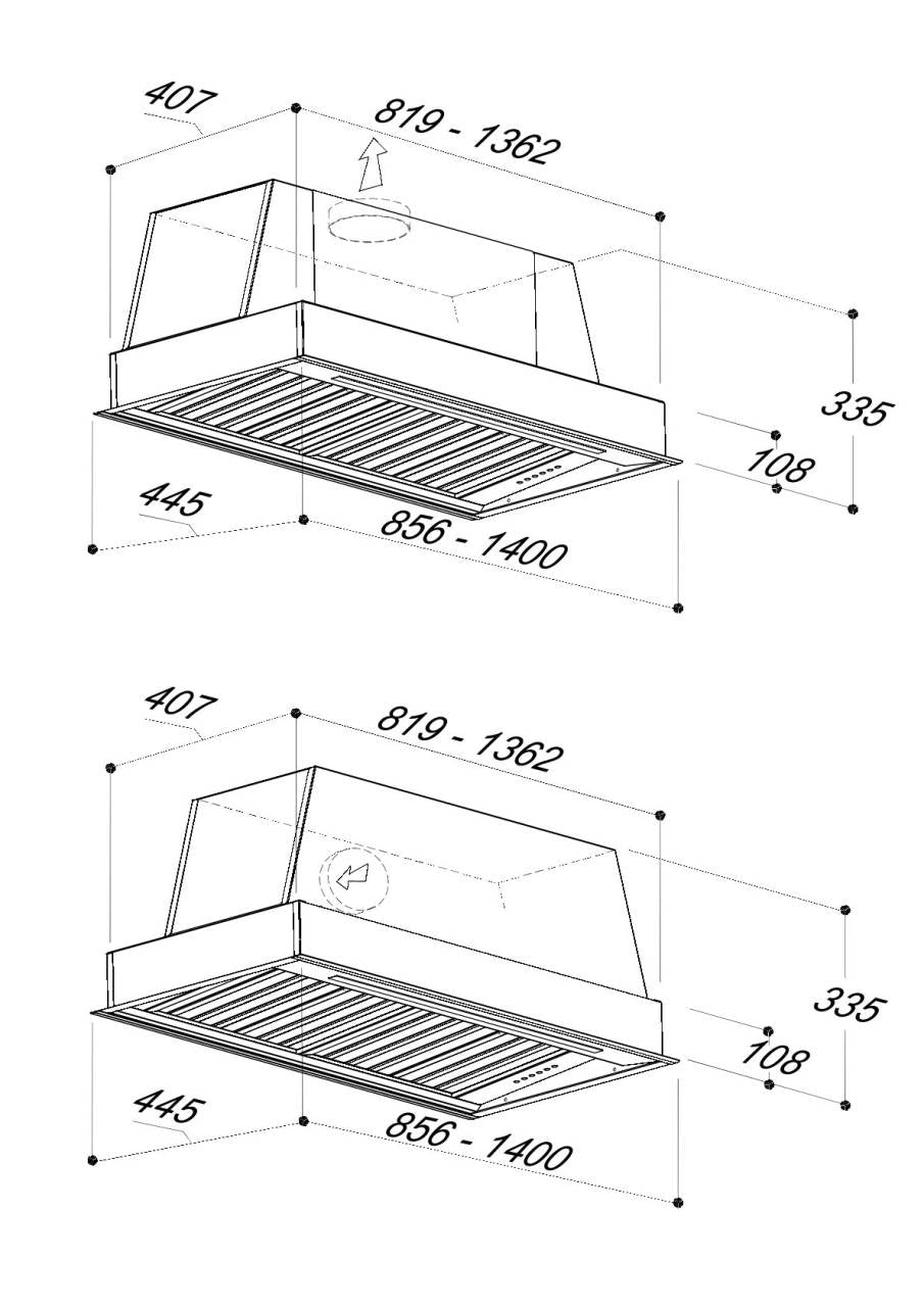 Sirius - Páraelszívó SL-909 TW 1M 140 cm inox