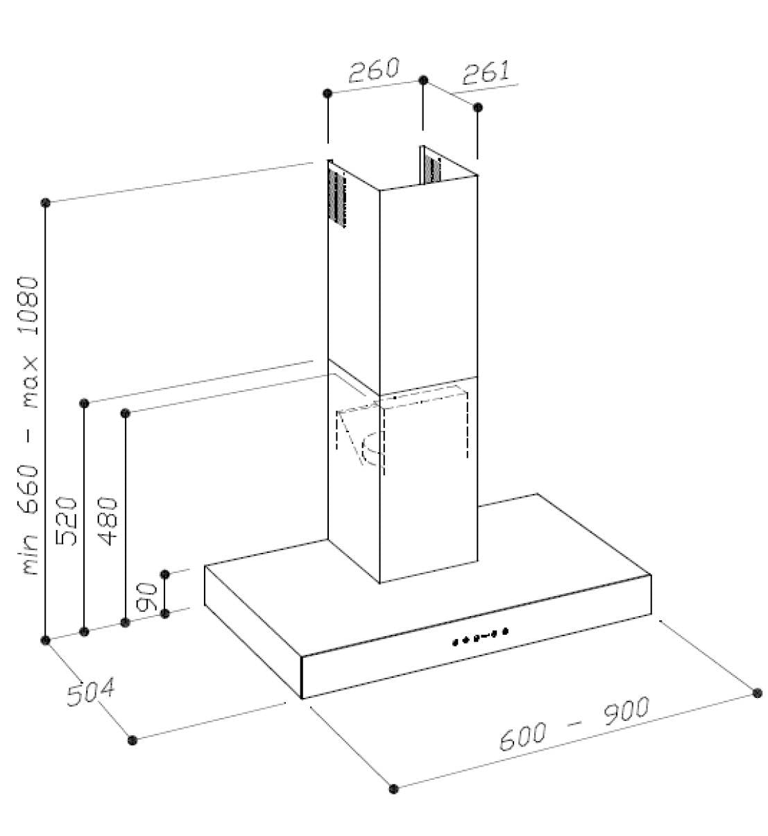 Sirius - Páraelszívó SLTC-122 TW PVD ANTI-DROP 60 cm Antracit