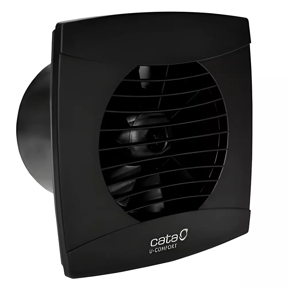 Cata UC-12 Timer fekete ventilátor utószellőztető funkcióval, pillangószeleppel