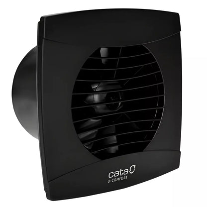 Cata UC-12 Timer fekete ventilátor utószellőztető funkcióval, pillangószeleppel