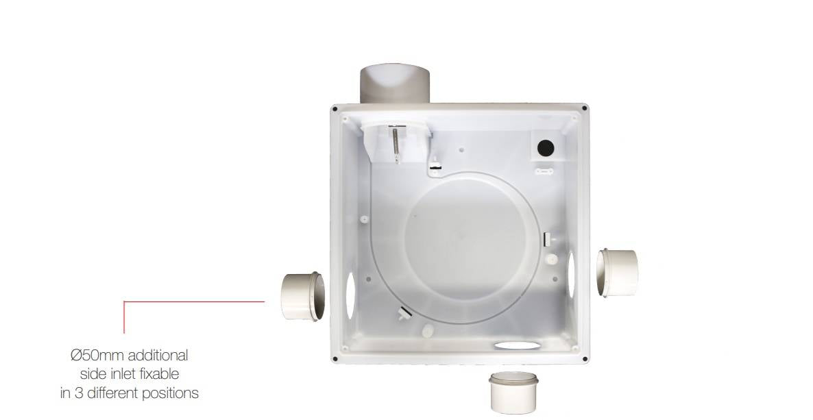 Aerauliqa QXD-80 Silent ventilátor, magas nyomásértékkel, beépített pillangószeleppel, zajcsökkentett kivitelben, WC csésze elszívásához