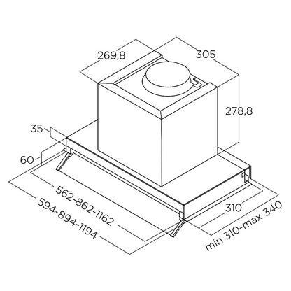 Elica - Páraelszívó BOXIN LX/BL MAT/A/60 + Kenyérpirító 1T20