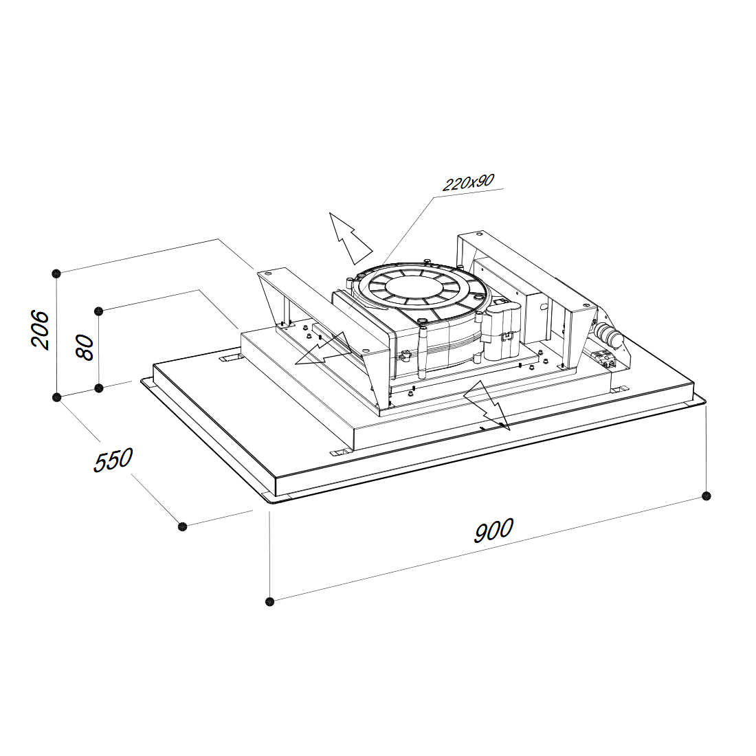 Sirius - Páraelszívó SLT-971 EM 90 cm H 160 TW Inox motor nélkül + ajándék CATA mikro MW-5120 DG