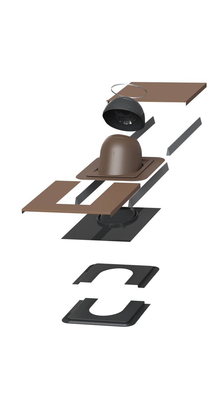 VILPE® 1. számú kör keresztmetszetű kéményátvezető készlet, barna