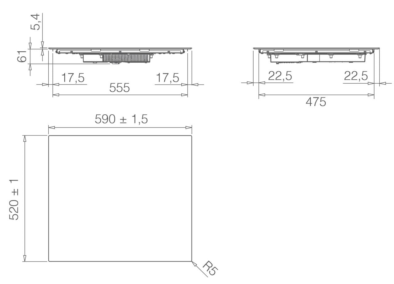 ELICA - Beépíthető indukciós kerámialap PRIMIS 604 PLUS RAW