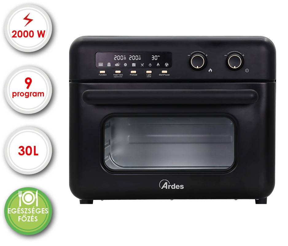 ARDES ARFRYA02 30 literes Air Fryer forrólevegős sütő, olajsütő - forgókosárral ajándék ARDES 1T20 kenyérpirítóval