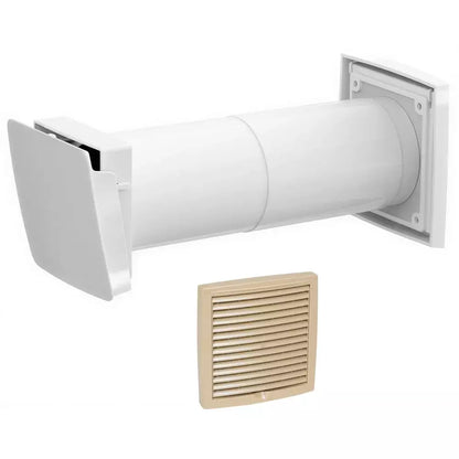 Vilpe WIVE-100 légbevezető termosztáttal, beige színű kültéri védőráccsal