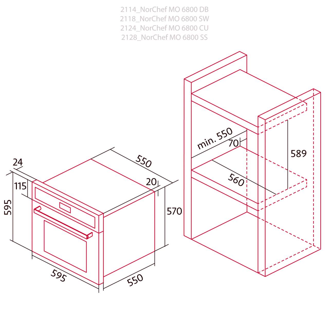 NODOR - Beépíthető sütő NorChef MO-6800 DB fekete AIR FRYER