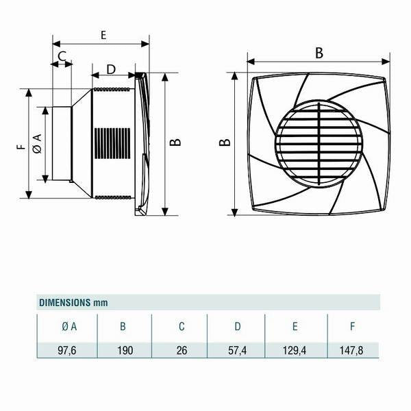 Cata CB-100 Plus ventilátor magas nyomásértékkel
