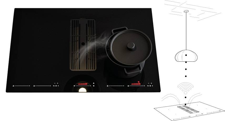 SIRIUS - S-DDH6 AUTOMATIC elszívó indukciós főzőlappal, fehér SENSE lámpával