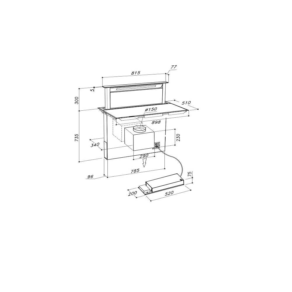 SIRIUS - S-DDH1 EM indukciós főzőlap beépített elszívóval motor nélkül