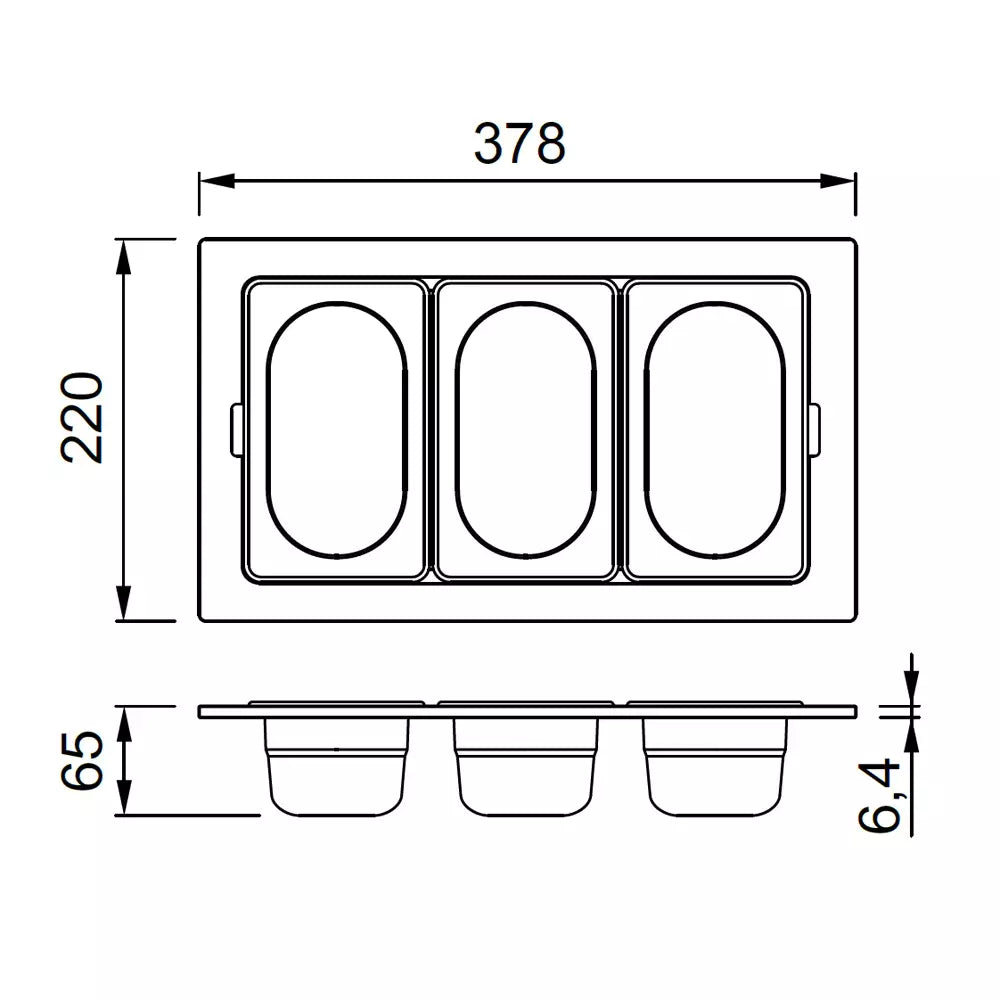 ELLECI - Tároló edény háromrészes gourmet 378 HPL kerettel - Arany