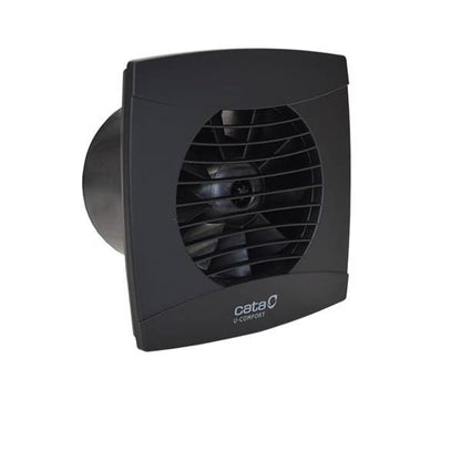 Cata UC-10 Timer fekete ventilátor utószellőztető funkcióval, pillangószeleppel