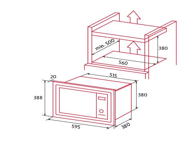 NODOR - Beépíthető mikrohullámú sütő NorChef MW-25 DG DB