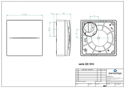 Aerauliqa QX-100 ventilátor, magas nyomásértékkel, beépített pillangószeleppel