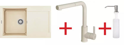 ELLECI - Mosogatótálca Easy 300 Antikolt fehér / Bianco Antico G62+csaptelep Shell plus G62 + mosogatószer adagoló - EASY7 szett
