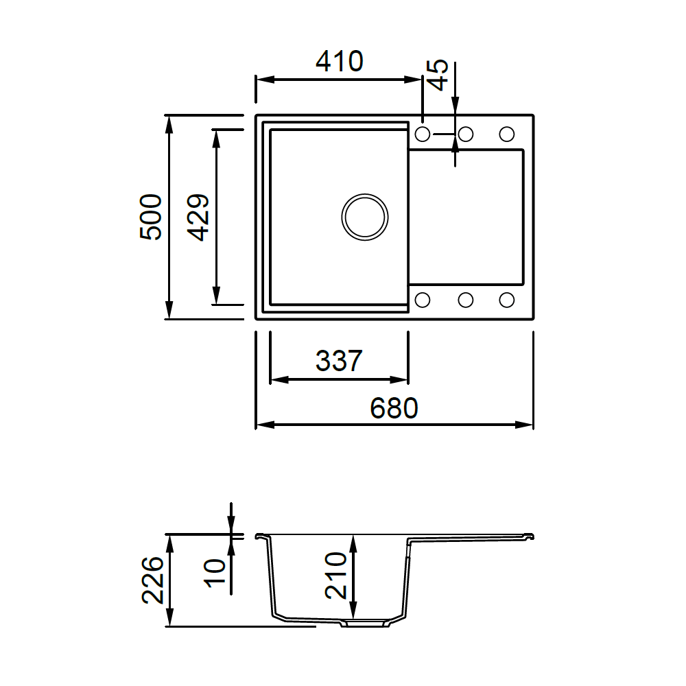 ELLECI - Mosogatótálca Easy 135 M79 Aluminium