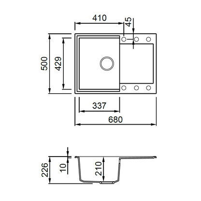 ELLECI - Mosogatótálca Easy 135 M79 Aluminium