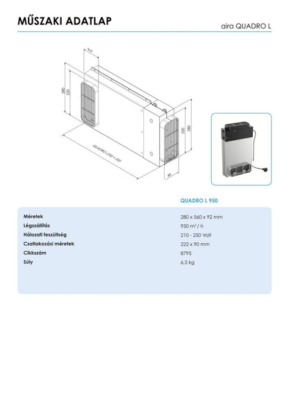 AIRA - Plazma szűrő páraelszívókhoz QUADRO L 950 R