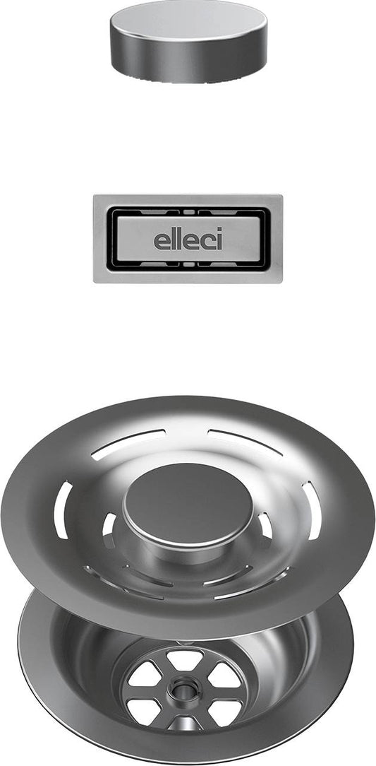 ELLECI - FLOW-PRO OPEN TWIST (tekerős) automata dugókiemelő egymedencés mosogatókhoz - inox