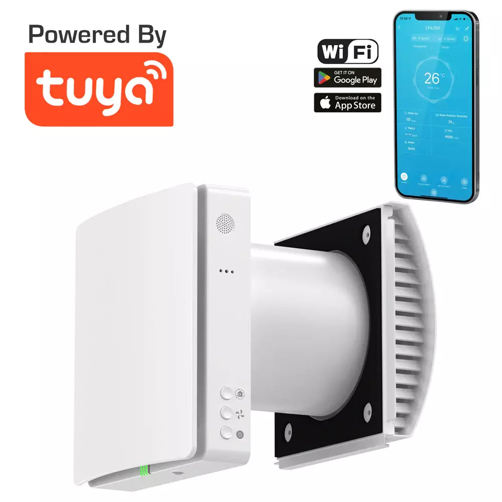 HOLTOP/AIRWOODS - AV-TTW5-W NCIE15CO2 egyhelyiséges hővisszanyerős szellőztető automata zsaluval, WiFi-vel, CO2 érzékelővel, 15 - 25 cm falhoz