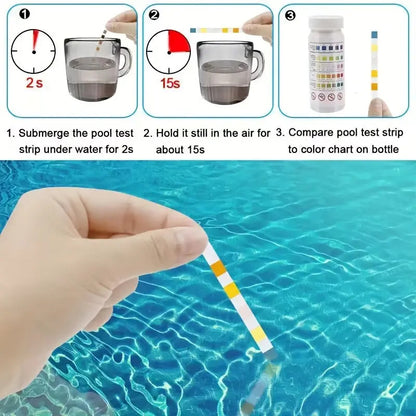 Mérőcsík készlet, 5 in 1 tesztcsík, 50db (PH, Klór, Alkáli, Bróm, Vízkeménység) poolx