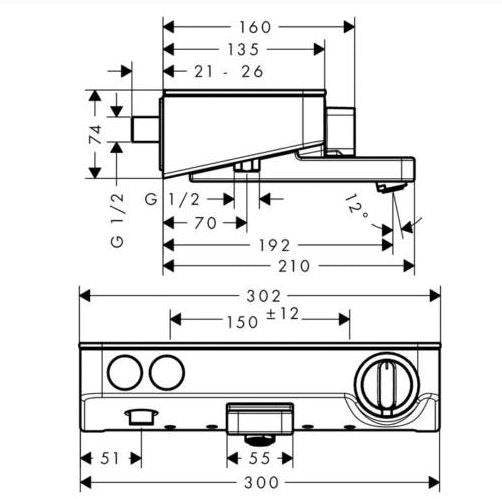 HANSGROHE SHOWERTABLET SELECT 300 TERMOSZTÁTOS KÁDCSAPTELEP DN15 KRÓM