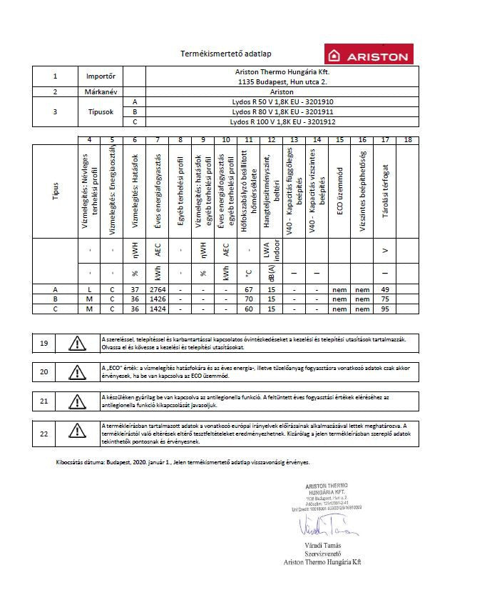 ARISTON  LYDOS R 80V EU VILLANYBOJLER