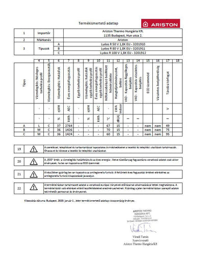 ARISTON  LYDOS R 80V EU VILLANYBOJLER