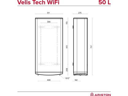 ARISTON  VELIS TECH WIFI 50 EU VILLANYBOJLER
