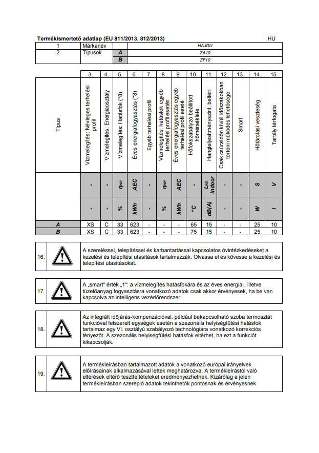 HAJDU ZA-10 VÍZMELEGÍTŐ 10L ALSÓS - ZÁRT RENDSZERŰ 2111211711