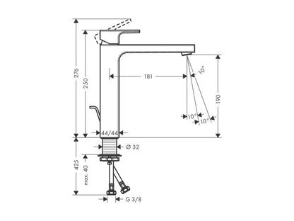 HANSGROHE VERNIS SHAPE MOSDÓCSAPTELEP 190, LEERESZTŐ NÉLKÜL, MATT FEKETE