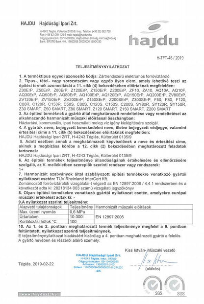 HAJDU ZF-10 VÍZMELEGÍTŐ 10L FELSŐS - ZÁRT RENDSZERŰ 2111211811