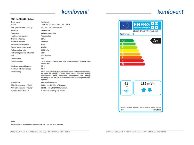KOMFOVENT DOMEKT LÉGKEZELŐ CF-200-V-R1-M5/M5-L/A C6M KERESZTÁRAMÚ ÁLLÓ